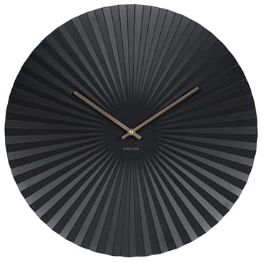 Karlsson Wanduhr Sensu - Schwarz - Ø50cm | Rund - skandinavisch - Stahl - Wanduhr Modern Wohnzimmer - Wanduhren