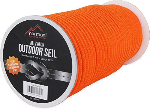 Allzweck-Outdoor-Seil, 9 mm x 60 Meter Orange 60 m