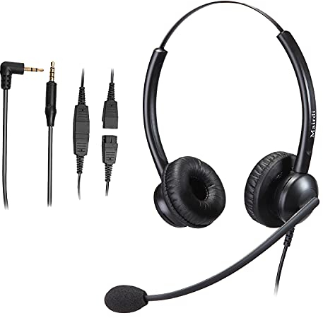 MAIRDI 2.5mm Telephone Headset with Microphone Noise Canceling for Landline Deskphone, Phone Headset for Call Center Office, 2,5mm Jack Headset for Polycom Panasonic Cisco Vtech Undiden Cordless DECT