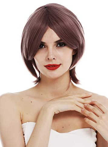 WIG ME UP - KC-55-612 perruque dames courte dégradée lisse carré long foncé rose pastel