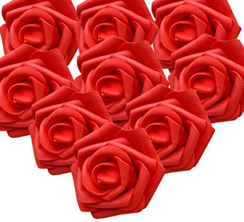 50er Schaumrosen Künstliche Blumen Rosenköpfe Rosenblüten Rosa Foamrosen zum Basteln Brautstrauß DIY Party Hause Hochzeit Deko