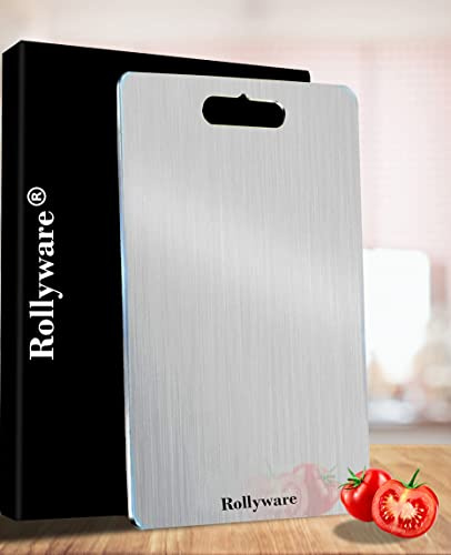 Rollyware EURO STYLE LARGE Chopping Board Stainless Steel Metal Cutting Kitchen,Heavy Duty Choping-Board Vegetable,Fruit Cutter, Meats vegitable Chopper Boards,Safe Durable with Warranty(Premium Steel