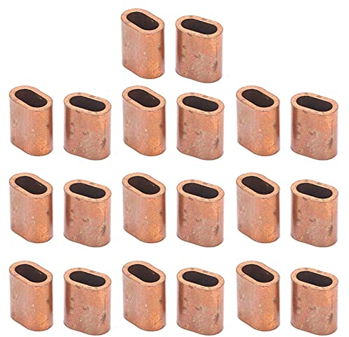 Crimpschlaufenhülsen, Drahtseilklemmen Seilklemme, M3 Drahtseilhülse, 20 Stück Kupferhülse Crimpschlaufenhülse Kabelleitungsenden Sortimentssatz für Drahtseile, Stahlseile, Drähte und Kabel