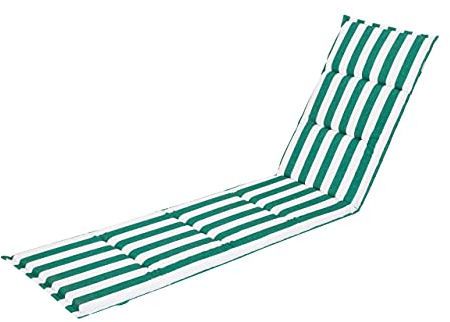 PillowPrim Auflage Gartenliege, Liegenauflage, Kissen (Grün mit Streifen) 182 x 42 cm, 4 cm dick, Auflagen für Deckchair, Bequeme Polsterauflage für Sonnenliege