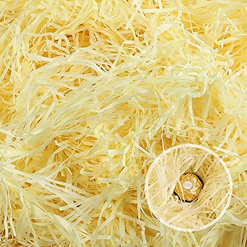 Papel Triturado Kraft 200 g Color Amarillo, Artículos De Fiesta De Empaquetado De Relleno De Rafia Papel Relleno Material De Embalaje Para Cesta Caja (AMARILLO- 200 GR)