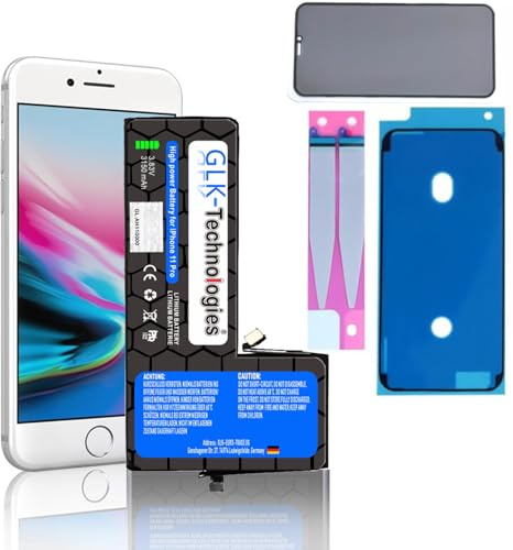High Capacity Ersatzakku kompatibel mit Apple iPhone 11 Pro | Original GLK-Technologies Battery | accu | 3150mAh Akku | inkl. 2X Klebebandsätze GRATIS Schutzfolien Anti Spy Panzer