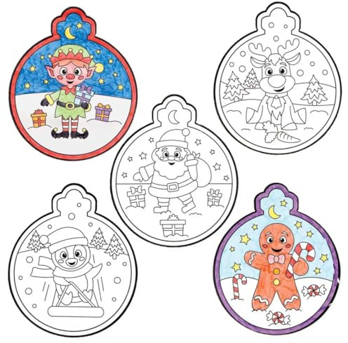 Baker Ross FC178 Christmas Colour In Window Decorations - Pack of 12, Festive Craft Set For Children, Christmas Decorations Craft Kits for Kids