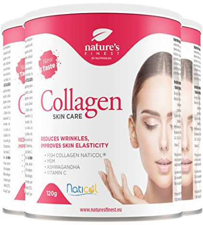 Nature's Finest Collagen SkinCare - Marine Kollagen Pulver Hochdosiert (5000mg) - Kollagen-Präparate mit Vitamin C - Unterstützt Haare, Nägel und Haut - Kollagen zum Trinken