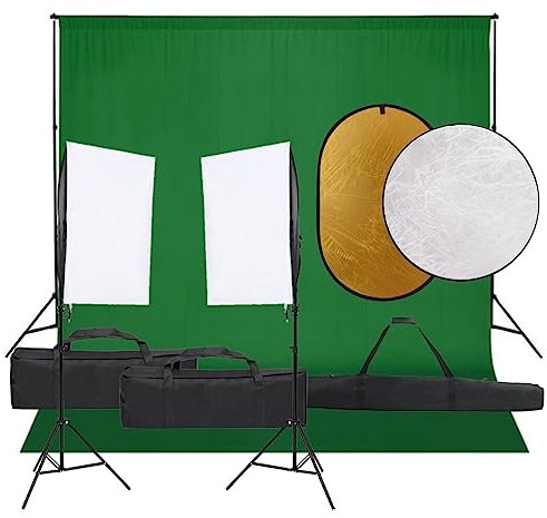 vidaXL Fotostudio-Set mit Beleuchtung, Hintergrund und Reflektor, Studio-Kit, Tageslicht-Lampe, Studio-Beleuchtung-Set, Studio-Licht, Fotografie-Licht