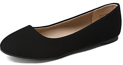 DREAM PAIRS Women's Sole-Simple Wide Width Flats, Ballerina Walking Flats, Comfortable Slip on Shoes,Size 9W,Black-Nubuck,Sole-Simple