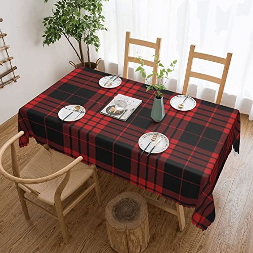 Rechteckige Gartentischdecke Buffalo Plaid Rot Schwarz Tischdecke rutschfeste Wachstischdecke Abwaschbar Wachstuch Für Picknick Camping Outdoor,137X183cm