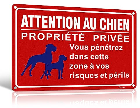 Goodvia Hinweisschild Achtung vor Hunden Privateigentum, 30 x 20 cm, Aluminium, reflektierend, wasserdicht, für den Innen- und Außenbereich