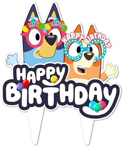 Blue Dog and Friends Birthday Cake Topper Party Decor