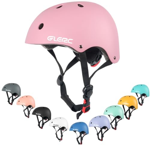 Glerc Casco multi-sport per bambini per ragazzi e ragazze età 3 4 5 6 7 8, per bici, scooter, skate e altro, taglia S, rosa