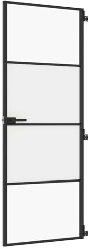 vidaXL Puerta interior delgada negra vidrio y aluminio 76x201,5 cm