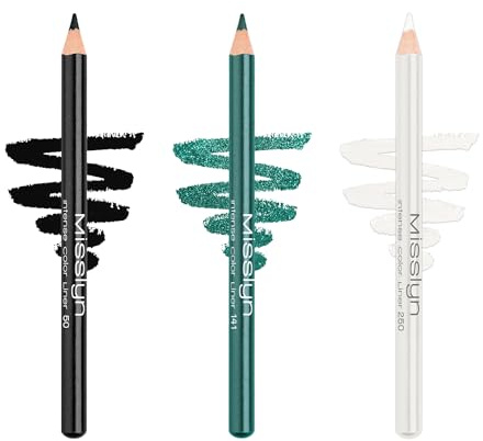 Misslyn 3 schwarze Augenstifte, ohne Verwischen, für intensives und farbiges Make-up