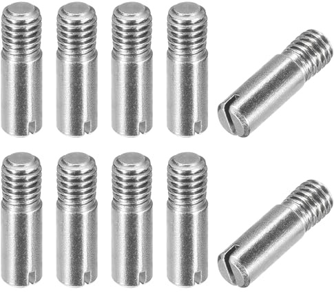 sourcing map 10 Stück M6 x 20mm Geschlitzter Zylinderstift | 304 Edelstahl, Gewindezapfen für Möbel und Schränke