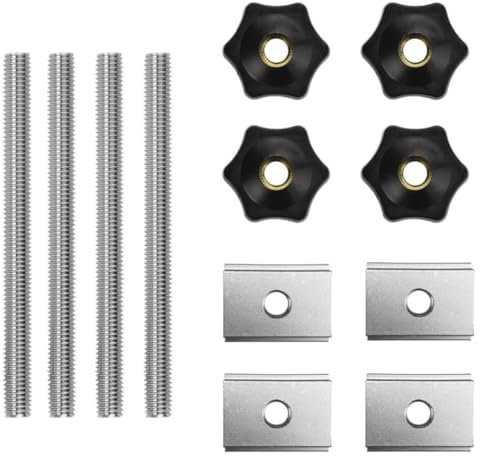 KLYNGTSK Set di 12 dadi scorrevoli a T M8 con scanalatura a T, in lega di alluminio, con dado a T in acciaio inossidabile e bulloni a T in plastica, manopole per banchi da lavoro per la lavorazione