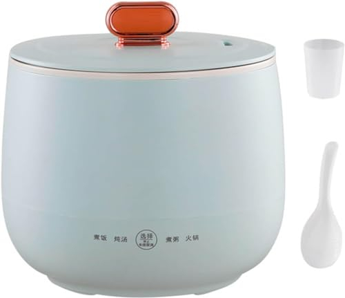 Olla arrocera pequeña de 1,8 L, mini olla arrocera eléctrica con antiadherente, mini olla arrocera para 1-2 personas, 4 funciones de cocina para hacer arroz, sopa, gachas, Shabu Shabu, azul,