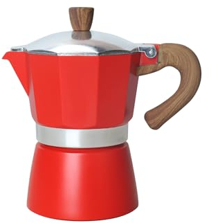ShanSon Moka Pot Stovetop Espresso Maker 3 Cup 5 oz Italian Coffee Maker Manual Cuban Coffee Percolator Machine Italian Espresso Greca Coffee Maker for Cappuccino or Latte,Red