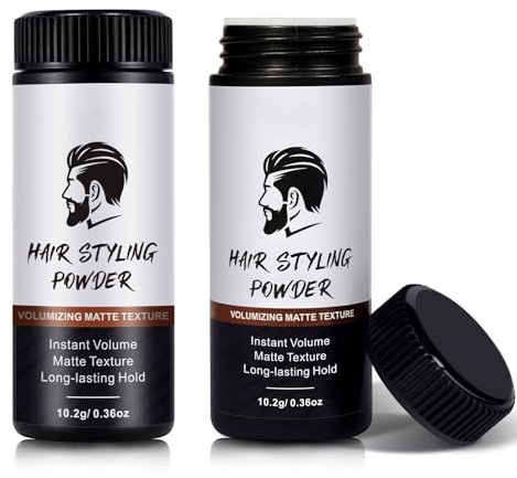 Hair Styling Powder for Men, 2 PCS Hair Texture Powder for Men, Natural Look Mens Styling Powder - Matte Texture Long-lasting Hold and Easy to Apply with No Oil or Greasy Residue, 10g