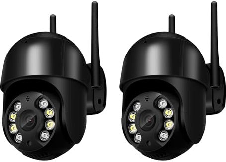 Anksono 1080P Camara Vigilancia WiFi Exterior, Cámara IP Vigilancia Domicilio con Detección de Movimiento, Seguimiento Automático, Visión Nocturna, Audio Bidireccional, Grabación Continua (2 Pack)