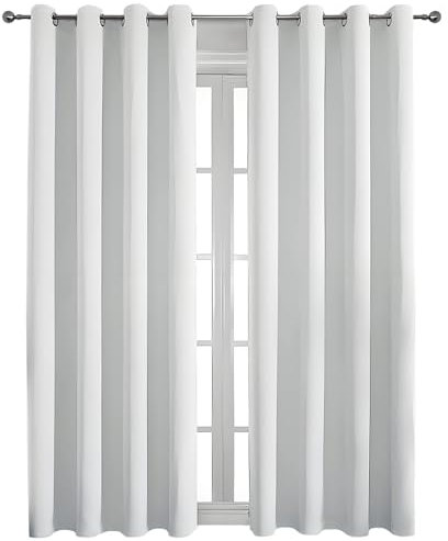 Flei Blackout Vorhang, Lärmschutzvorhang Wunderschön Weich für Wohnzimmer Schlafzimmer Fenster Einfarbige-132x241cm-Grau weiß-(B x H) 1er Set