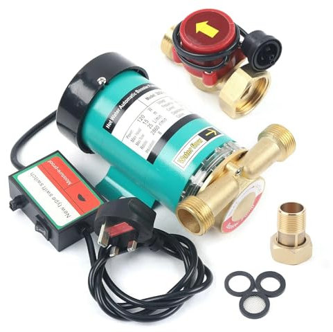 Charocean Shower Pump 230V Water Pressure Booster Pump 120W Inline Electric Water Pump Shower Booster Pump for Tap Shower Garden Hose Irrigation - Hot & Cold Water - Automatic High Pressure (1 inch)