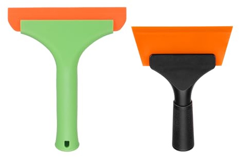 sourcing map Small Silicone Shower Squeegee for Glass Doors, 6 Bath Squeegee with 5 Small Rubber Window Shower Squeegee for Bathroom Window Mirror, Green/Orange, Black/Orange