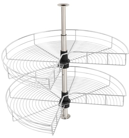fennnds Karussell Eckschrank Küche 270° Drehkorb Verstellbar Karussell Schrank Halbkreis-Schwenkbeschlag Drehbeschlag Eckschrankbeschlag Eckschrank Dreiviertelkreis im Küchenschrank, Silber