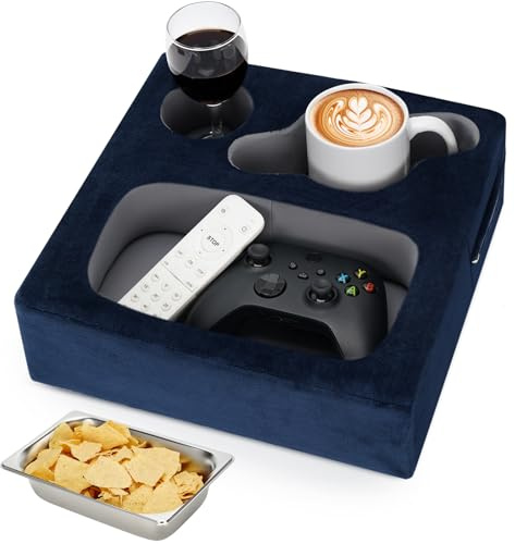 Zettfuly Couch-Tassenhalter, Couch-Caddy, Couch-Getränkehalter, Bett-Tassenablage, Sofa-Tassenhalter, Fernbedienungshalter für Tassen, Kopfhörer, Snacks und Telefone(Navy)