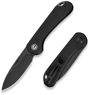 CIVIVI Elementum Slip Joint Folding Pocket Knife 7.52 cm 14C28N Blade | Outdoor EDC Knife, G10 Handle, Two-handed Opening, Half Stop, Reversible Pocket Clip, C18062AJ-1 (Black)