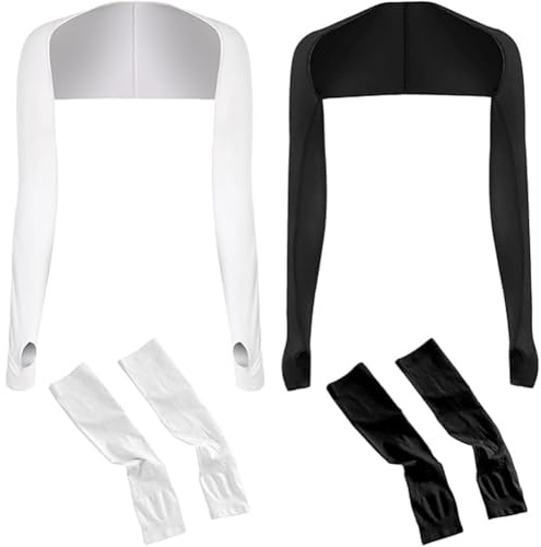 2 Piezas Proteccion Solar Manguitos Con 2 Pares De Mangas De Enfriamiento,Para Hombres y Mujeres Protección Uv Upf 50 Mangas De Sol Cubierta De Tatuaje Mangas Deportivas De Compresión