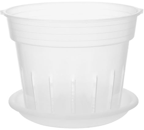 IMIKEYA Pot Transparent en Plastique pour Orchidées - Set De 1 Grand Pot De 12 Cm avec Plateau - Idéal pour Le Rempotage Et La Culture des Fleurs D'Orchidées