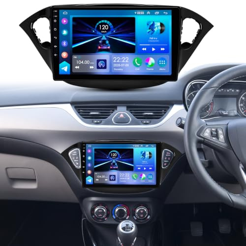 Android 13 Car Stereo for Opel Vauxhall Corsa E 2015-2019 9 Inch w/Wireless Carplay & Android Auto GPS Navi Double Din Car Radio Receiver w/AHD Backup Camera Mic SWC Mirror Link FM/RDS, 2G+32G