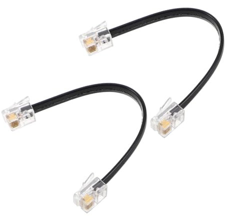 HOMSFOU 2pcs Cable Short Telephone Line Cable Male to Male Panel Connection Easy to Install Signal Transmission Flat