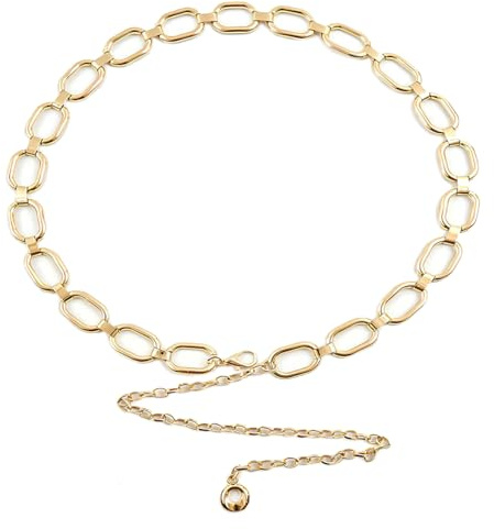 Eohak O-Ring Metal Waist Chain for Women Adjustable Metal Waist Belt Belly Link for Jeans Dress