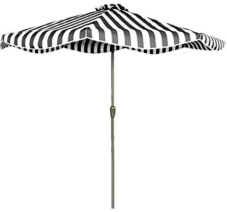 Ombrello da giardino a strisce per esterni, 2,7 m, con 8 stecche in ferro resistente, perfetto per giardino, spiaggia e terrazza, protezione dai raggi UV, design elegante