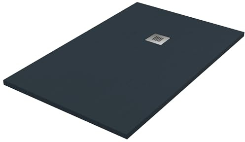 Plato de ducha de resina color grafito 70 x 90 cm con rejilla y desagüe – Showey