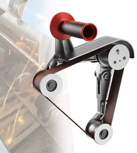 LwiftGal Levigatrice A Nastro per Tubi da 1100 W, 6 velocità Variabili, Nastro Abrasivo - Ideale per Lucidatura, Finitura E Rimozione della Ruggine su Tubi E Condotti 3-wheelworkinghead