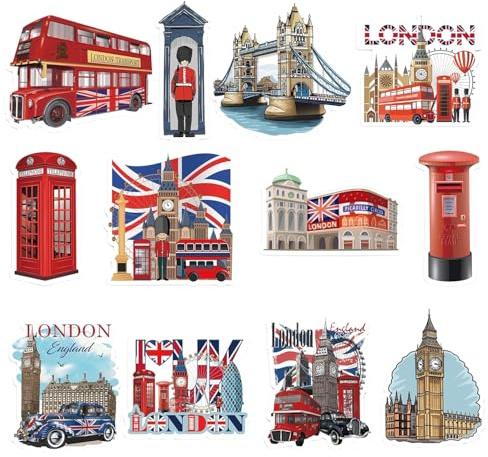 ELNX 12 imanes para frigorífico Londres | Souvenirs Regalos con monumentos británicos, Lugares emblemáticos de Inglaterra, imanes Decorativos para Cocina (Set A)