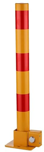 Borne de Verrouillage d'Espace de Stationnement de Voiture Pliante Poste de Barrière de Stationnement avec Serrure, 60cm de Hauteur(Red Yellow,1pcs)