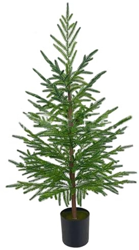 Julgranar, konstgjorda julgranar 3 fot verklighetstrogen norfolk tall med svart kruka realistiska dekorationer för inomhus utomhus