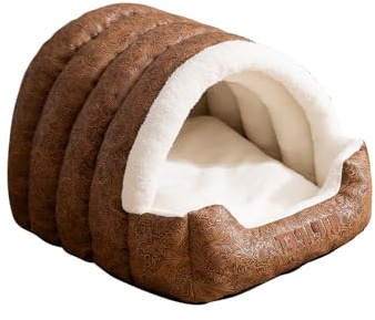 Galatée Hundebett, Weiches Katzenhöhlenbett Mit Abnehmbarem Kissen, Warmer Tierunterstand, Süßes Katzenhaus Mit Rutschfester Unterseite, Hundezelt Für Den Innenbereich(XL, Braun)