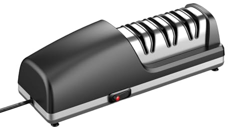 Tomvorks Aiguiseur de Couteaux électrique Professionnel avec Fonction de Polissage, Guide D'angle 15 Degrés pour les Chefs Cuisine (Prise UE 220V)