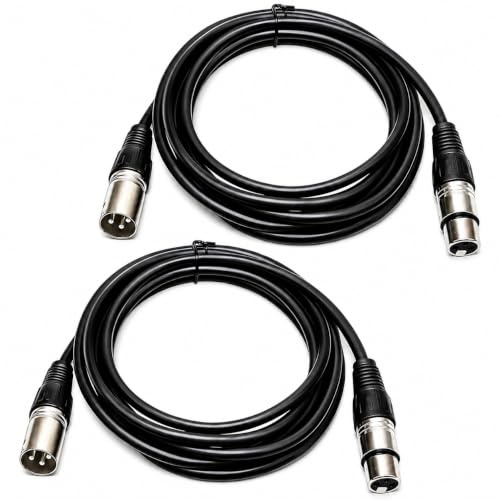 2PCS XLR Microphone Cable 3M, Premium XLR Microphone Cable with Strong Shielding, 3 Pin XLR Male to Female Extender Cord, Durable Balanced Microphone Cable for Mixer, Speaker, Studio & Stage Use