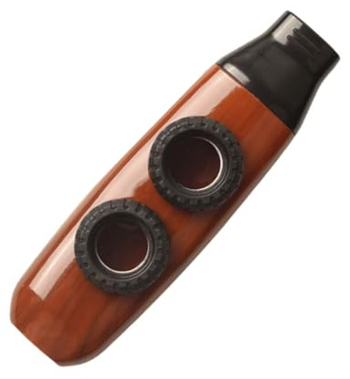 GEERYZHE Kazoo Doppellochflöte mit Verstellbaren Höhen und Bässen, Tragbares Doppelmembran-Design, Redwood-Maserung, Kompaktes Musikinstrument für Anfänger und Profis, Einfaches Spielen