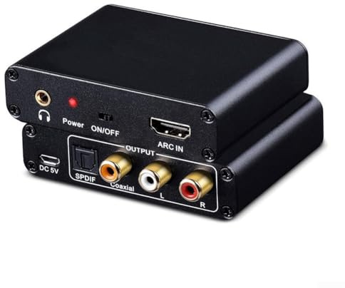 Minflora Convertisseur de son numérique, entrée optique SPDIF vers adaptateur de sortie RCA/coaxiale, extrait le signal audio TV pour haut-parleurs et amplis externes