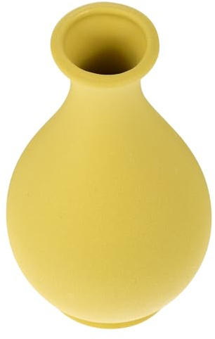 Hemobllo Jarrón Cerámico Pequeño Amarillo para Flores Secas, Contenedor Artístico de Plantas, Decoración Moderna para Hogar y Escritorio, Diseño Simple y Funcional, Adorno Decorativo