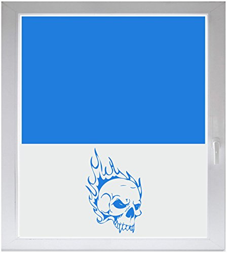 INDIGOS UG Sichtschutzfolie Glasdekorfolie Fensterfolie mit Motiv satiniert Blickdicht - w355 Totenkopf Skull Schädel Bone - 1000 mm Länge - 500 mm Höhe Viereck - selbstklebend - matt - für Bad